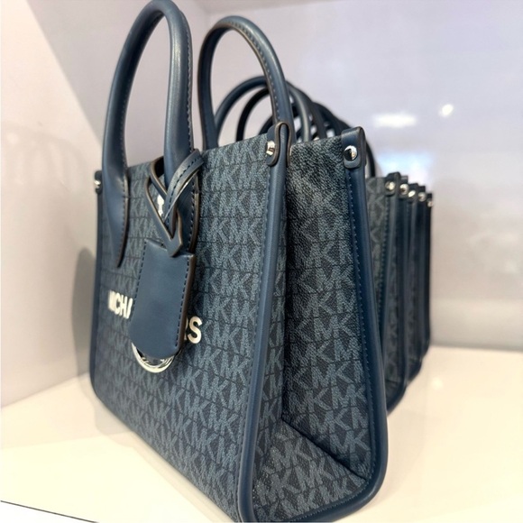 Michael Kors Small Mirella Signature Logo Crossbody Bag Admiral Blue (NWT) - Picture 5 of 9